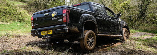 Our D-Max proving that adding a rear anti-roll bar does not compromise wheel articulation.