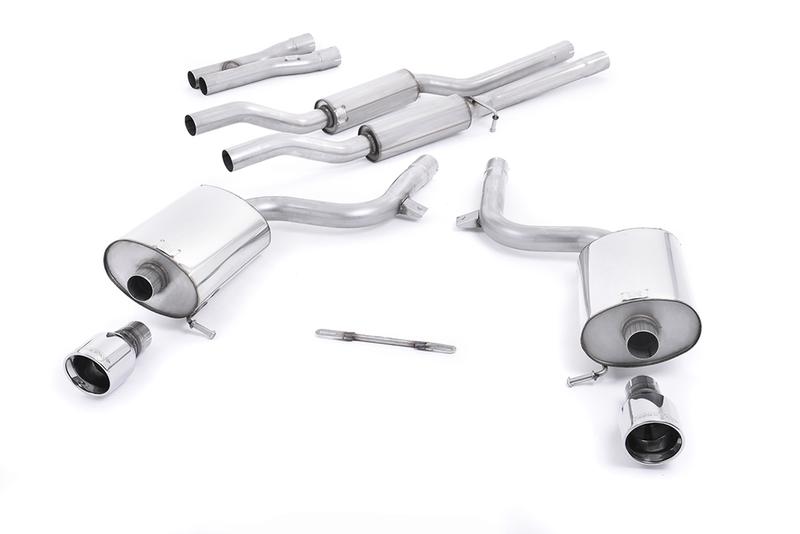 Milltek Audi A4 V6/S4 V8 B6 - Resonated (Quieter) Cat-Back Exhaust System with Polished Trim Assembly photo