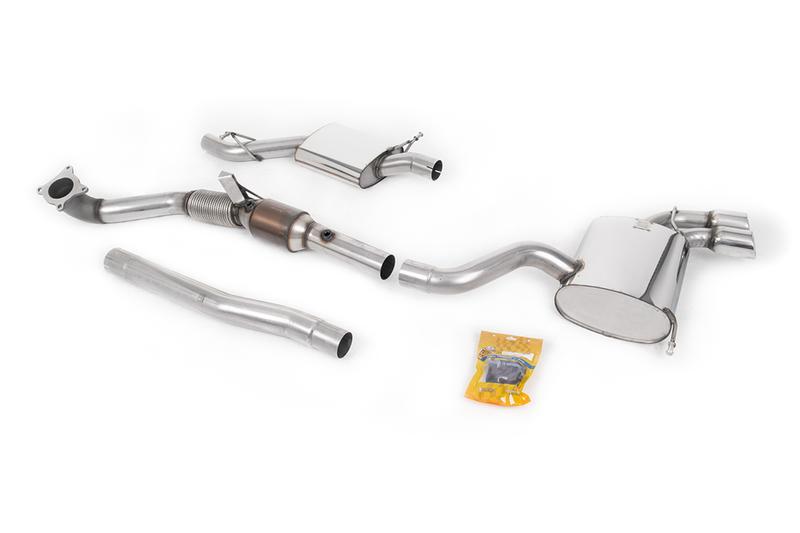 Milltek Audi S3 8P 3-door - Turbo-Back Exhaust System with Hi-Flow Sports Catalyst with Polished Trims photo