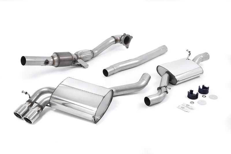 Milltek Audi S3 8P Sportback - Turbo-Back Exhaust System with Hi-Flow Sports Catalyst with Polished Trims photo