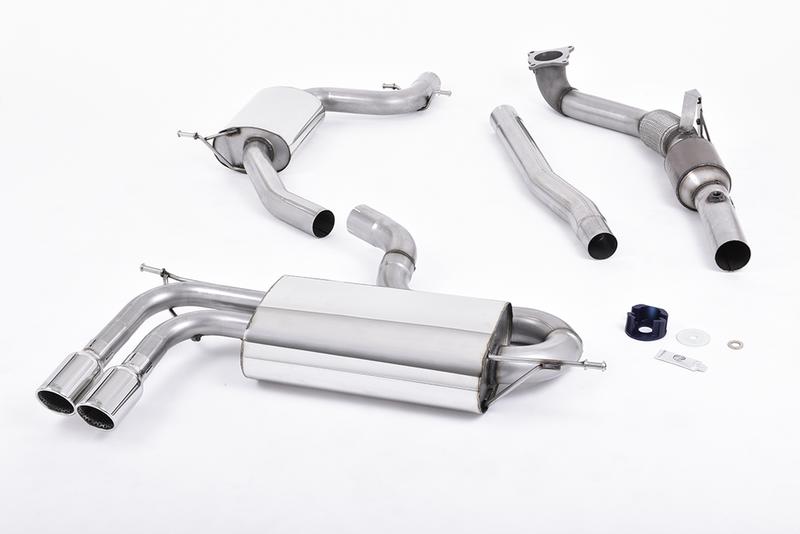 Milltek Audi A3 1.8 TSI - Turbo-Back Exhaust System with Hi-Flow Sports Catalyst and Polished Trims photo