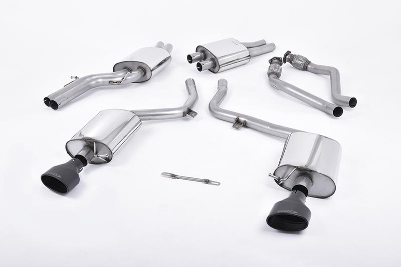 Milltek Audi S4 V6/S5 3.0 B8 Sportback - Resonated (Quieter) Cat-Back Exhaust System with Dual Oval Cerakote Black Trims photo