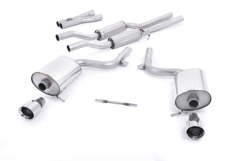 Milltek Audi A4 V6/S4 V8 B6 - Resonated (Quieter) Cat-Back Exhaust System with Polished Trim Assembly photo
