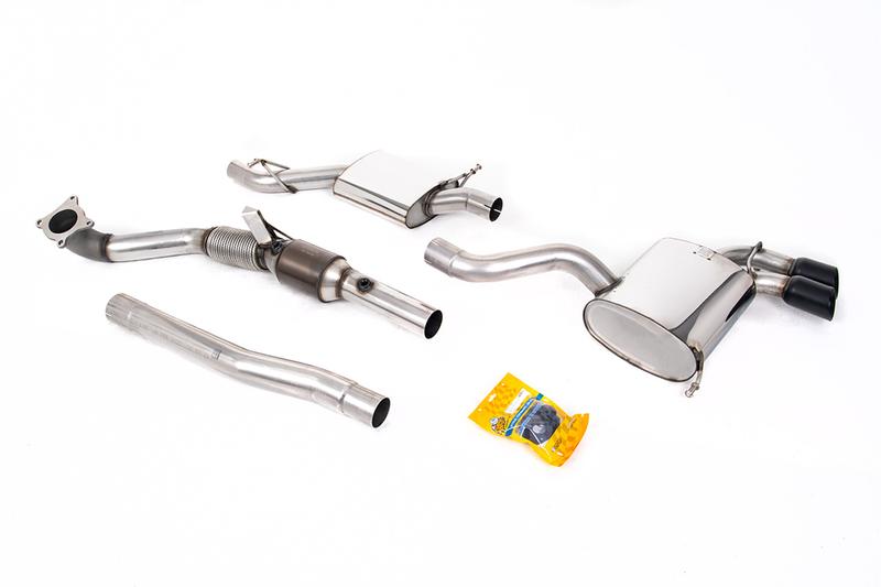 Milltek Audi S3 8P 3-door - Turbo-Back Exhaust System with Hi-Flow Sports Catalyst with Ceramic Black Trims photo