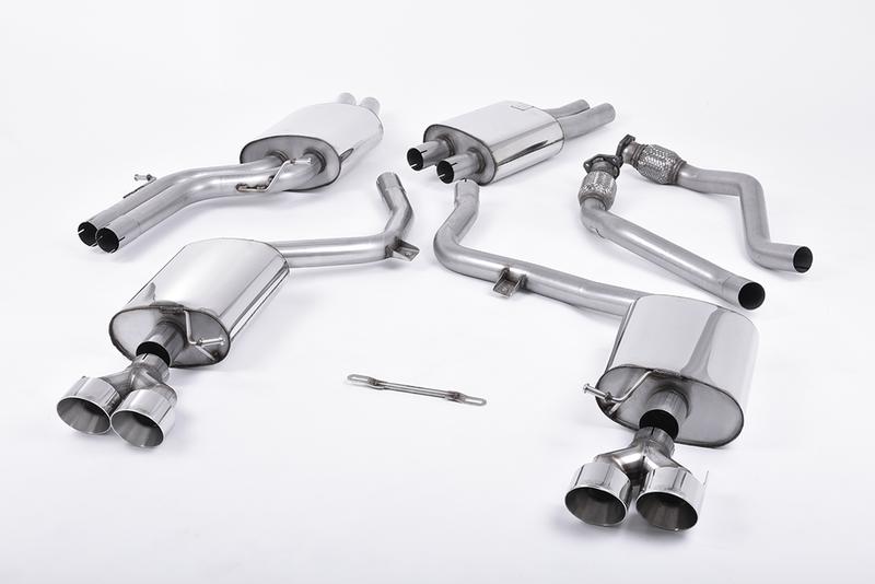 Milltek Audi S4 V6/S5 3.0 B8.5 Sportback - Resonated (Quieter) Cat-Back Exhaust System with Quad Outlet Polished Trims photo