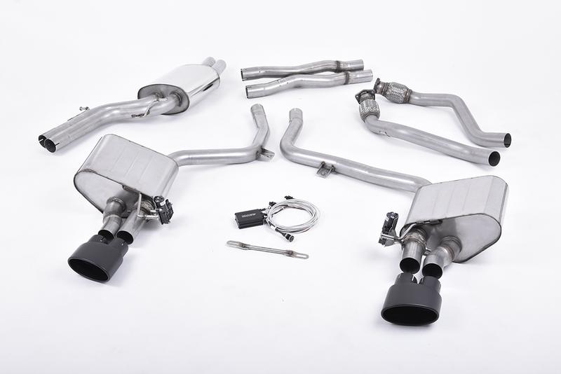 Milltek Audi S4 V6/S5 3.0 B8 - Valved & Resonated (Quieter) Cat-Back Exhaust System with Black Oval Trims photo
