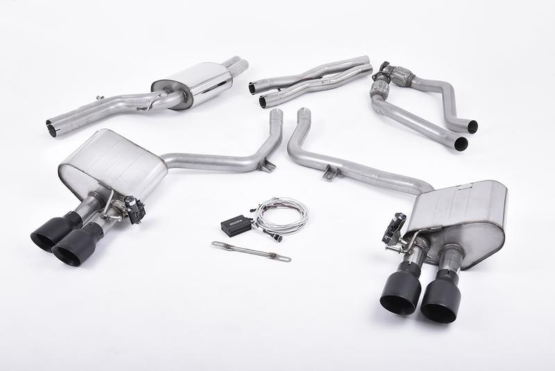 Milltek Audi S4 V6/S5 3.0 B8.5 - Valved & Resonated (Quieter) Cat-Back Exhaust System with Black Velvet Trims photo