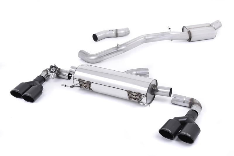 Milltek Audi S1 - Resonated (Quieter) Cat-Back Exhaust System with Quad Cerakote Black Oval Trims photo