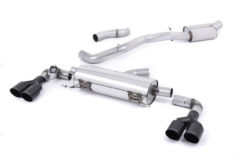 Milltek Audi S1 - Resonated (Quieter) Cat-Back Exhaust System with Quad Cerakote Black Round Trims photo