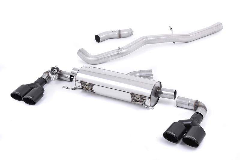 Milltek Audi S1 - Non-Resonated (Louder) Cat-Back Exhaust System with quad Cerakote Black Oval Trims photo