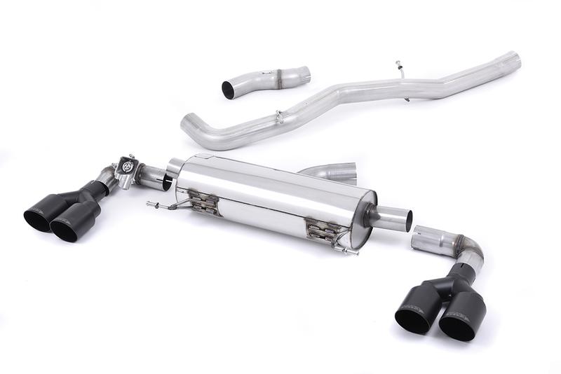 Milltek Audi S1 - Non-Resonated (Louder) Cat-Back Exhaust System with Quad Cerakote Black Round Trims photo