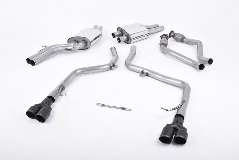 Milltek Audi S4 V6 B8/S5 B8 - Race Cat-Back Exhaust System with Quad Cerakote Black Trims photo