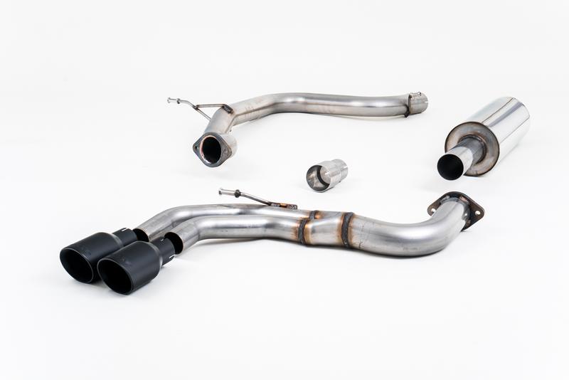 Milltek Audi A3 2.0 TDI MQB - Resonated (Quieter) Cat-Back Exhaust System with Cerakote Black Trims photo