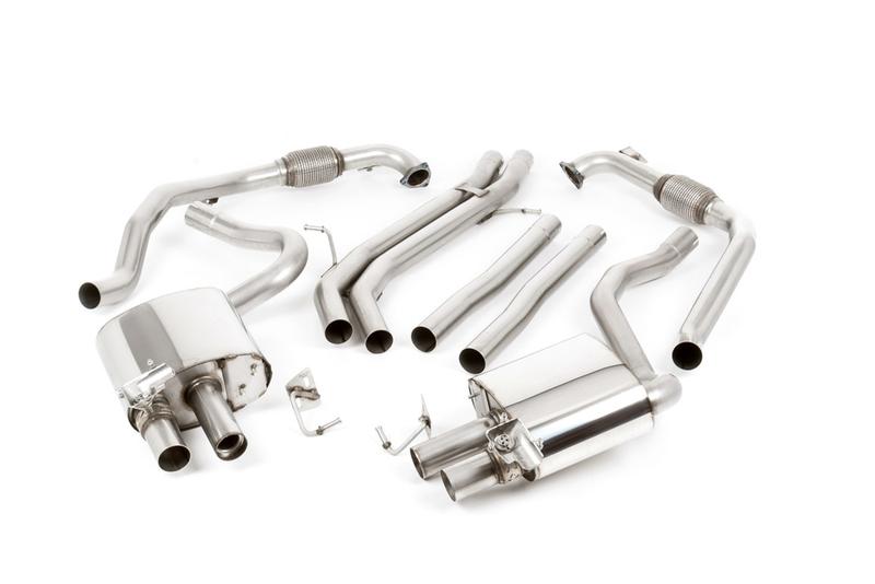 Milltek Audi S4/S5 B9 Sport Diff without Brace Bars - Non-Resonated (Louder) Cat-Back Exhaust System with Quad Cerakote Black Oval Trims photo