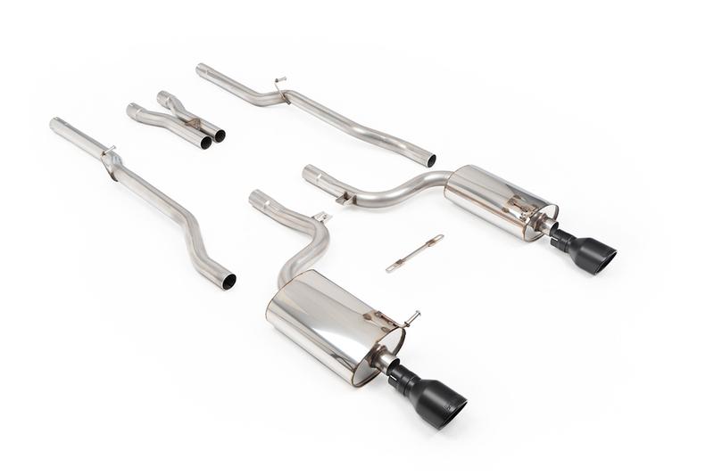 Milltek Audi S4 B6 - Non-Resonated (Louder) Cat-Back Exhaust System with Jet-100 Cerakote Black Trims photo