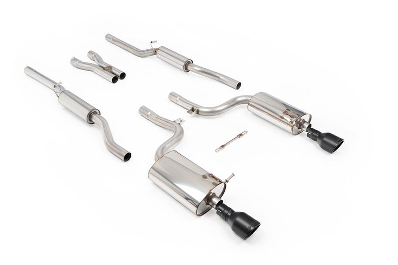Milltek Audi S4 B6 - Resonated (Quieter) Cat-Back Exhaust System with Jet-100 Cerakote Black Trims photo