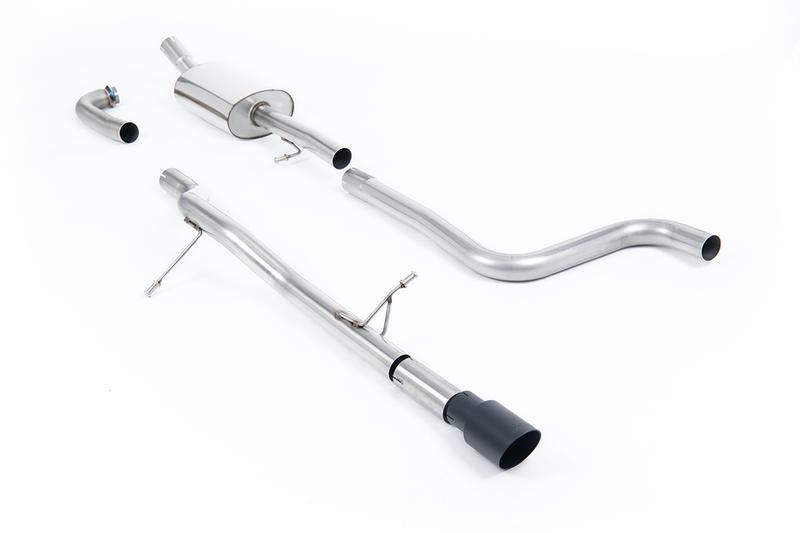 Milltek Ford Fiesta MK8 1.0T ST Line (Non GPF Models) - Non-Resonated (Louder) Cat-Back Exhaust System with GT-90 Cerakote Black Trim photo