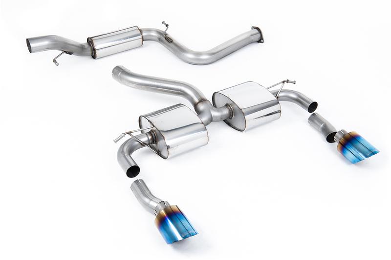 Milltek Ford Focus MK2 RS - Resonated (Quieter) Cat-Back Exhaust System with GT-115 Burnt Titanium Trims photo