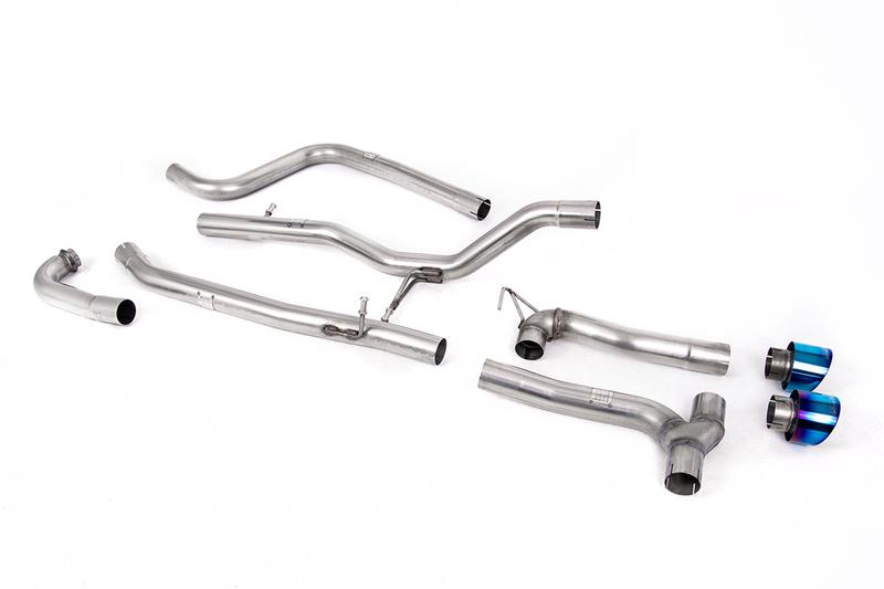 Milltek Ford Fiesta MK8 1.0T ST Line (Non GPF Models) Dual Outlets - Non-Resonated (Louder) Dual Outlet Exhaust System with Burnt/Blue Titanium GT-100 Trims (Requires Maxton Diffuser) photo