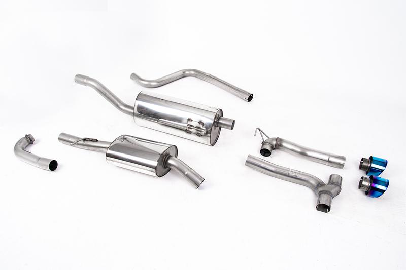 Milltek Ford Fiesta MK8 1.0T ST Line (Non GPF Models) Dual Outlets - Resonated (Quieter) Dual Outlet Exhaust System with Burnt/Blue Titanium GT-100 Trims (Requires Maxton Diffuser) photo
