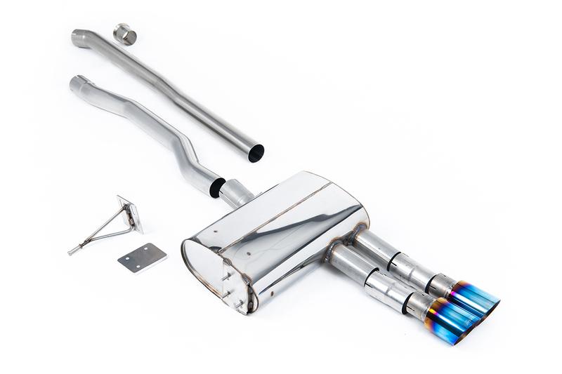Milltek Mini Cooper S F55 (LCI Only) - GPF Bypass - Non Resonated (Louder) Cat-Back Exhaust System with Burnt Titanium GT-90 Trims photo