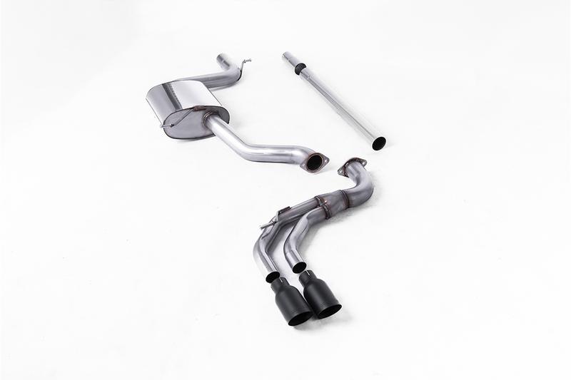 Milltek Seat Leon FR 1.8 TSI & VW Golf MK7.5 1.5TSI - Non-Resonated (Louder) Cat-Back Exhaust System with Cerakote Black GT-80 Trims (GTD Style) photo