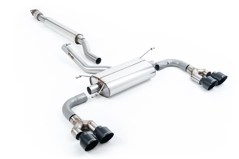 Milltek Toyota GR86 - Resonated (Quieter) Quad Outlet Cat Back for TRD Diffuser with Ceramic Black Tips photo