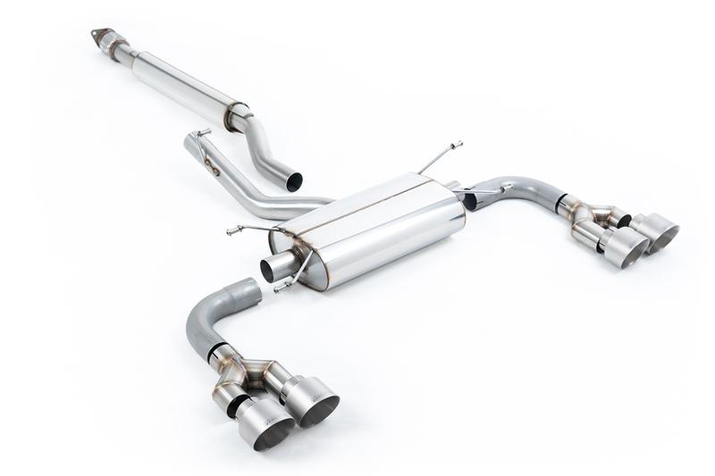 Milltek Toyota GR86 - Resonated (Quieter) Quad Outlet Cat Back for TRD Diffuser with Brushed Titanium Tips photo