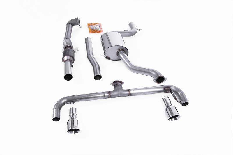 Milltek VW Golf GTI MK6/Scirocco R - Non-Resonated (Louder) Turbo-Back Exhaust System with Hi-Flow Sports Catalyst with Dual GT100 Trims photo