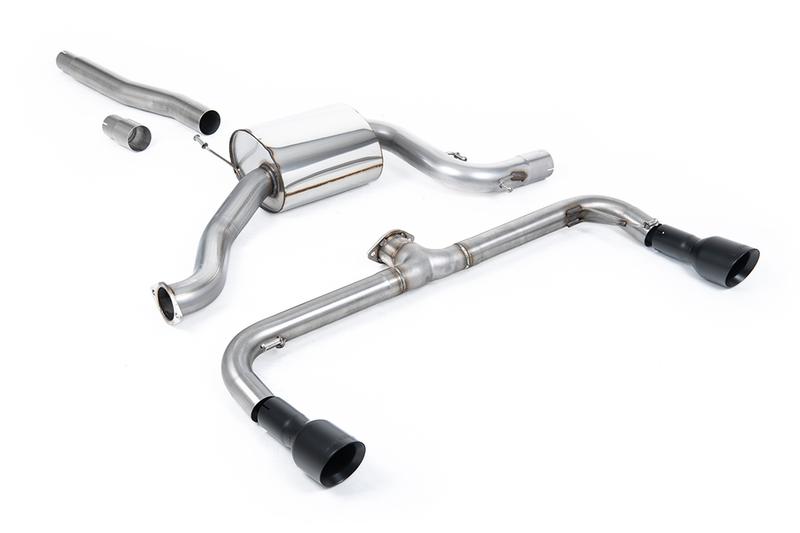 Milltek Non-Resonated (Louder) Cat-Back Exhaust System with Matt Black GT100B Tips (For Scirocco R Valance) photo