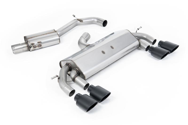 Milltek VW Golf R MK7 2.0 TSI (76.2mm systems) - Resonated RACE (Quieter) Cat-Back Exhaust System with Cerakote Black Oval Tips photo