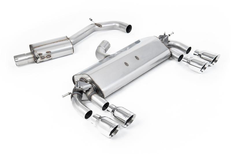 Milltek VW Golf R MK7 2.0 TSI (76.2mm systems) - Resonated (Quieter) Cat-Back Exhaust System with Polished GT-100 Round Trims photo