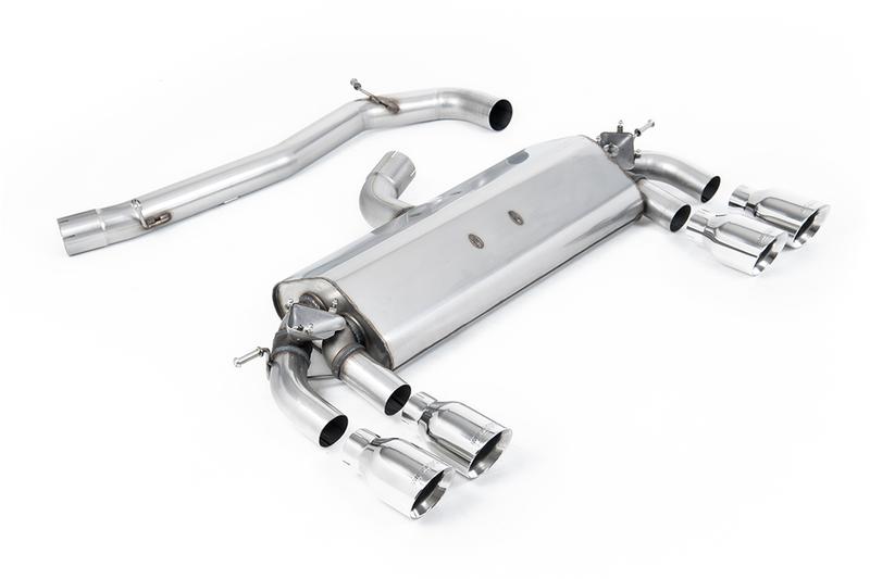 Milltek VW Golf R MK7 2.0 TSI (76.2mm systems) - Non-Resonated (Louder) Cat-Back Exhaust System with Polished GT-100 Round Trims photo