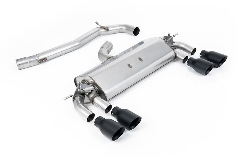 Milltek VW Golf R MK7 2.0 TSI (76.2mm systems) - Non-Resonated (Louder) Cat-Back Exhaust System with Cerakote Black GT-100 Round Trims photo