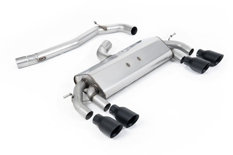 Milltek VW Golf R MK7 2.0 TSI (76.2mm systems) - Non-Resonated RACE (Quieter) Cat-Back Exhaust System with Cerakote Black GT-100 Round Trims photo
