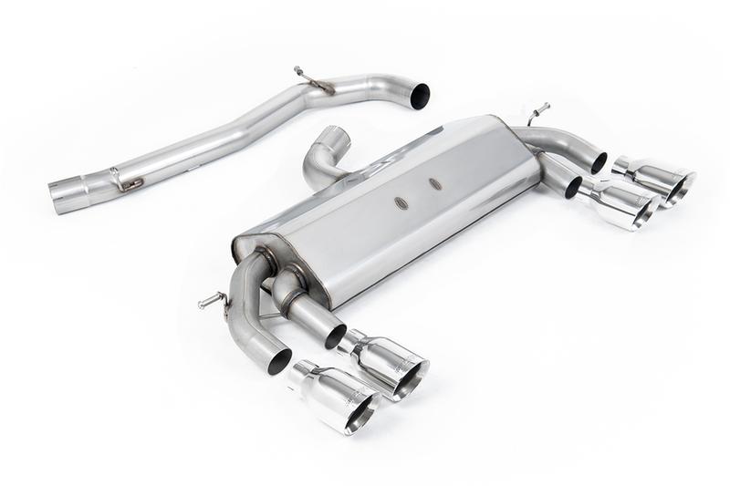 Milltek VW Golf R MK7 2.0 TSI (76.2mm systems) - Non-Resonated RACE (Loudest) Cat-Back Exhaust System with Polished GT-100 Round Trims photo