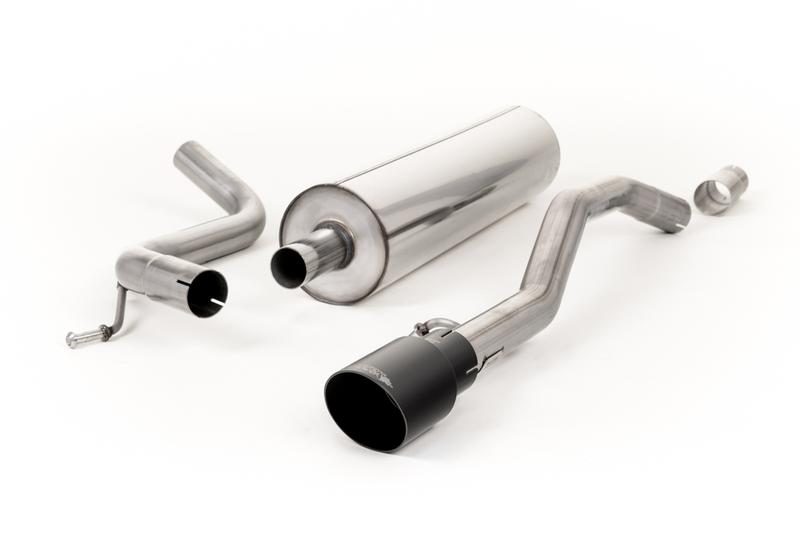Milltek VW Up GTI 115ps & 1.0TSI 90ps - Resonated (Quieter) Cat-Back Exhaust System with with GT-90 Cerakote Black Trim photo