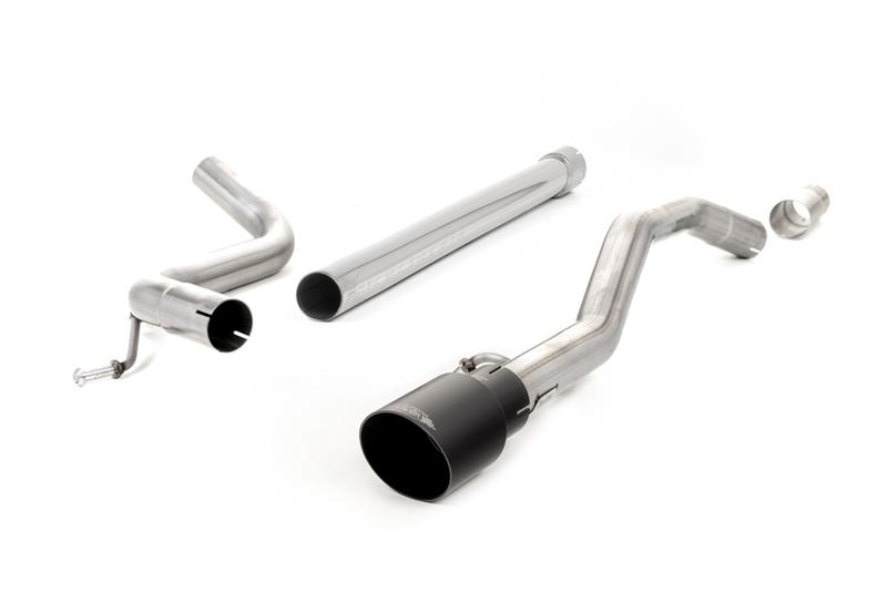 Milltek VW Up GTI 115ps & 1.0TSI 90ps - Non-Resonated (Louder) Cat-Back Exhaust System with GT-90 Cerakote Black Trim photo