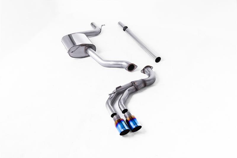 Milltek Seat Leon FR 1.8 TSI & VW Golf MK7.5 1.5TSI - Non-Resonated (Louder) Cat-Back Exhaust System with Burnt Titanium Trims (GTD Style) photo
