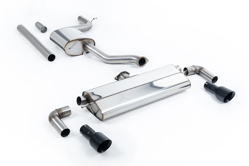 Milltek VW Golf MK7.5 1.5TSI Evo GT & R-Line - Resonated (Quieter) Cat-Back Exhaust System with Cerakote Black Trims (GTI Style) photo