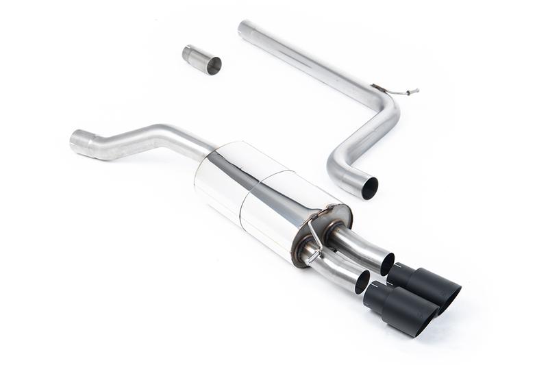 Milltek VW Polo GTI 2.0 TSI (AW - 5 Door/Non GPF Models) - Non-Resonated (Louder) Cat-Back Exhaust System with Cerakote Black GT-90 Trims photo