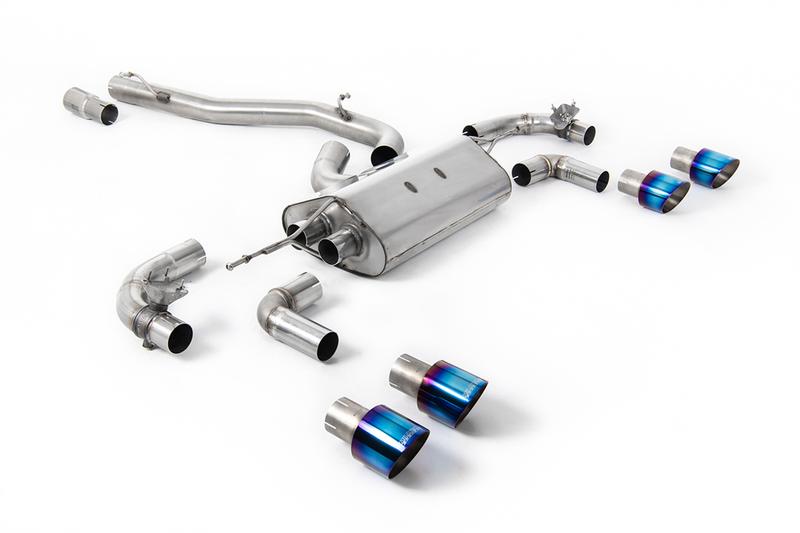 Milltek VW Golf R Mk7.5 - 80mm / 3.15 inch Valved Non-Resonated (Louder) Race System with Burnt Titanium GT-100 Round Tips photo