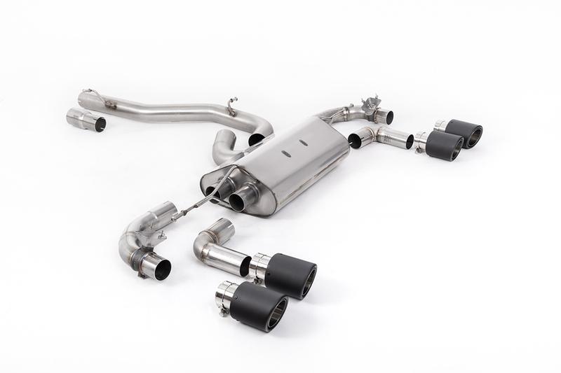 Milltek VW Golf R Mk7.5 - 80mm / 3.15 inch Valved Non Resonated (Louder) Race System with Carbon JET-100 Round Tips photo