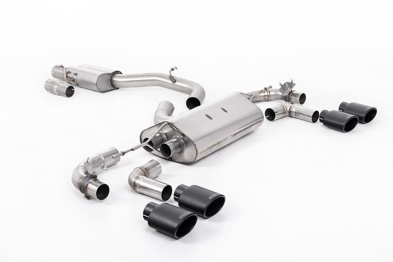 Milltek VW Golf R Mk7.5 - 80mm / 3.15 inch Valved  Resonated (Quieter) Race System with Cerakote Black Oval Tips photo