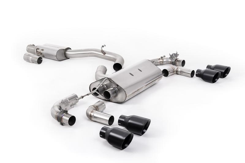 Milltek VW Golf R Mk7.5 - 80mm / 3.15 inch Valved Resonated (Quieter) Race System with Cerakote Black GT-100 Round Tips photo