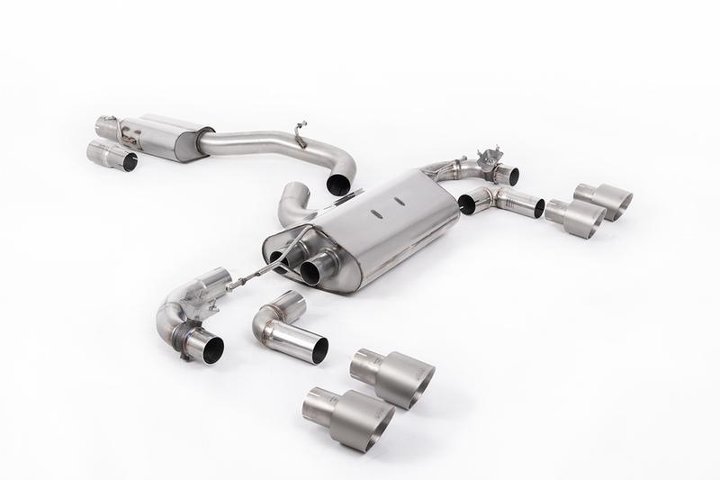 Milltek VW Golf R Mk7.5 - 80mm / 3.15 inch Valved Resonated (Quieter) Race System with Titanium GT-100 Round Tips photo