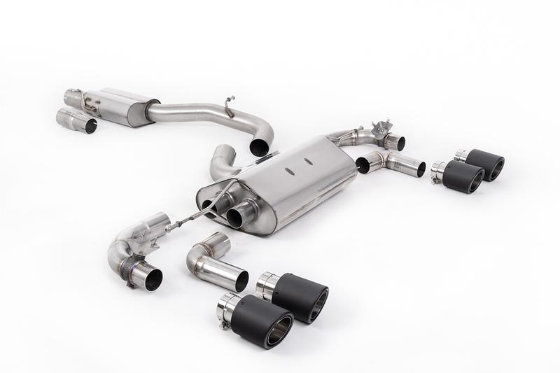 Milltek VW Golf R Mk7.5 - 80mm / 3.15 inch Valved Resonated (Quieter) Race System with Carbon JET-100 Round Tips photo