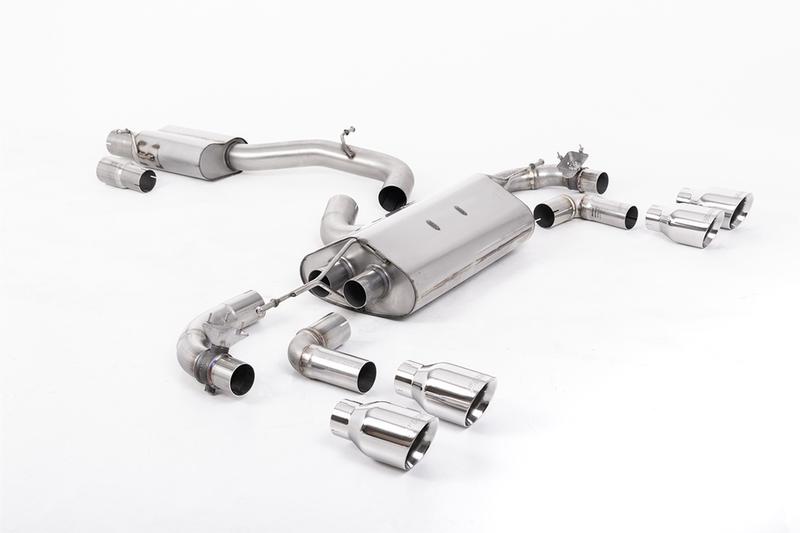 Milltek VW Golf R Mk7.5 - 80mm / 3.15 inch Valved Resonated (Quieter) Race System with Polished GT-100 Round Tips photo
