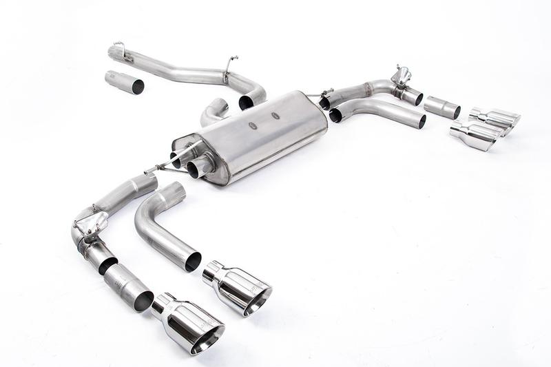 Milltek VW Tiguan R EA888.4 MQB EVO (GPF Models) - Non-Resonated (Louder) GPF/OPF Back Exhaust System with GT-100 Polished Trims - Re-uses Factory Valve Motors photo
