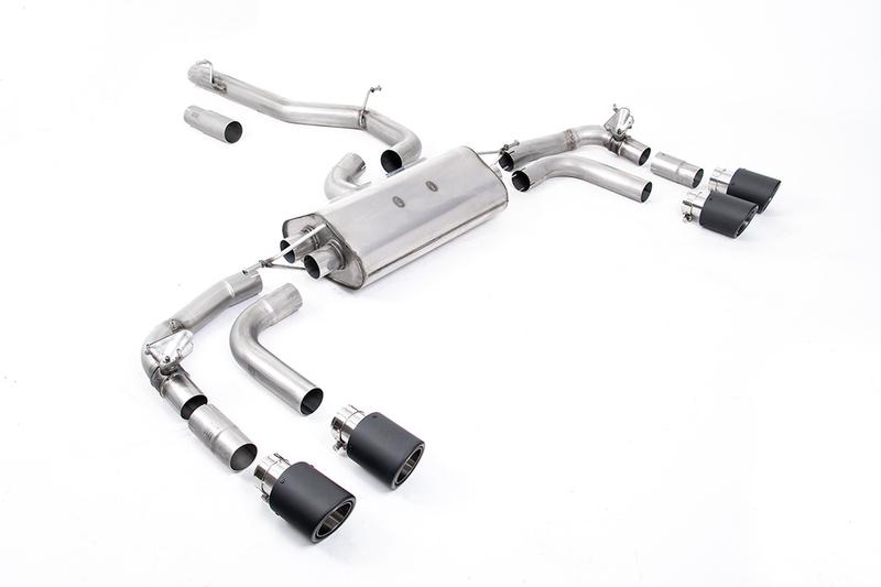 Milltek VW Tiguan R EA888.4 MQB EVO (GPF Models) - Non-Resonated (Louder) GPF/OPF Back Exhaust System with JET-100 Carbon Trims - Re-uses Factory Valve Motors photo